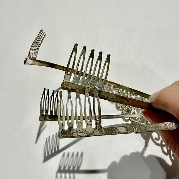 Set of 2 Rhinestone Silver Tiaras - Picture 3 of 8